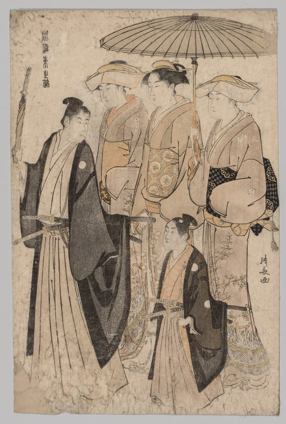 風俗東之錦　吉原の女と供