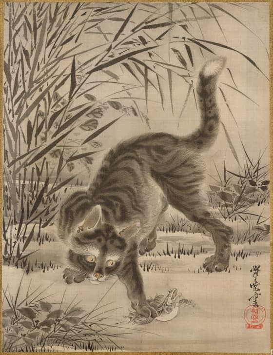 蛙を捕る猫図