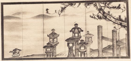 石燈籠図屏風 其一