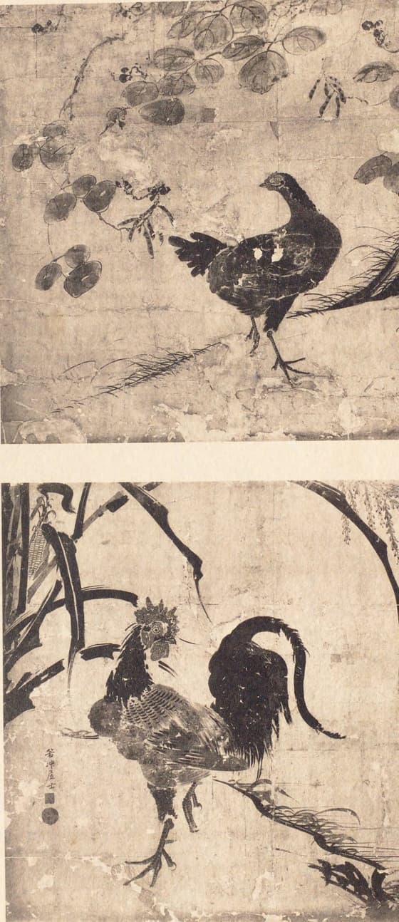 野茶双鶏図