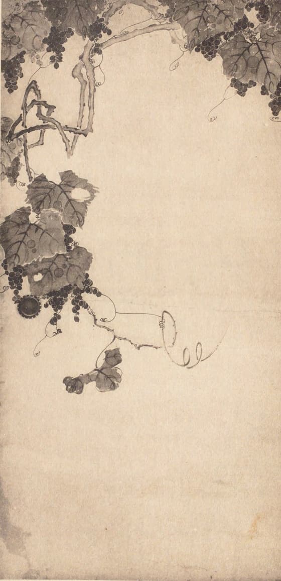 葡萄図（鹿苑寺大書院障壁画、部分）