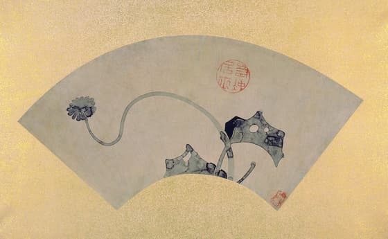 水草図扇面