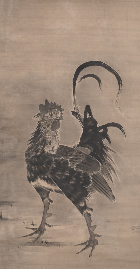 群鶏図（双幅）　左幅