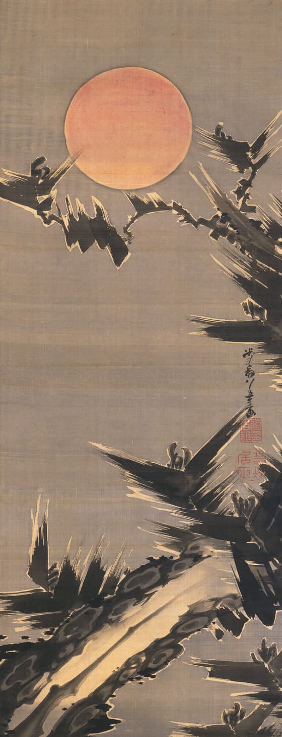 旭日老松図