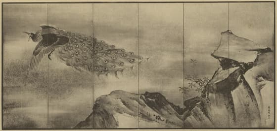 孔雀図屏風 七八