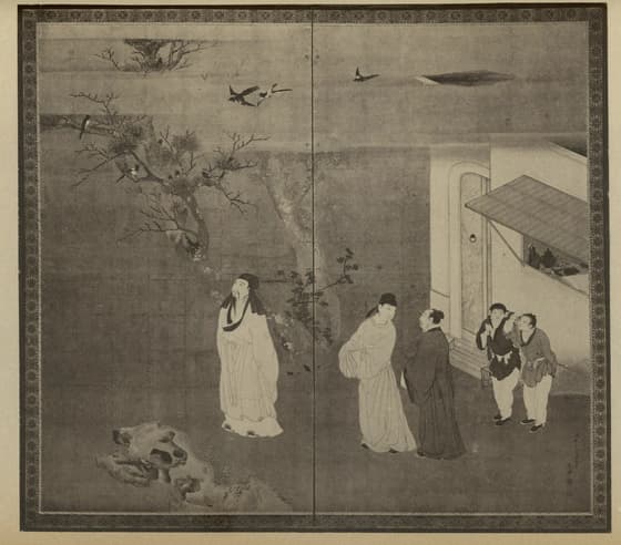 陶淵明図屏風