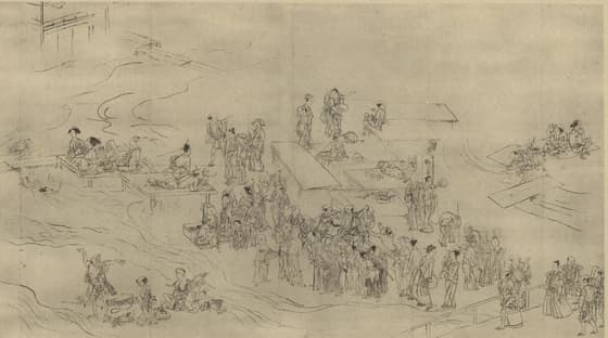 四条磧納涼図下絵（喜怒哀楽図）