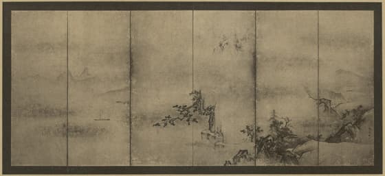 山水図屏風 三