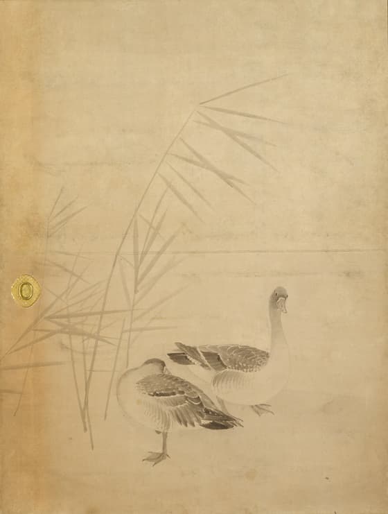 芦雁図襖（一面）
