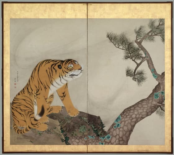 龍虎図屏風　虎