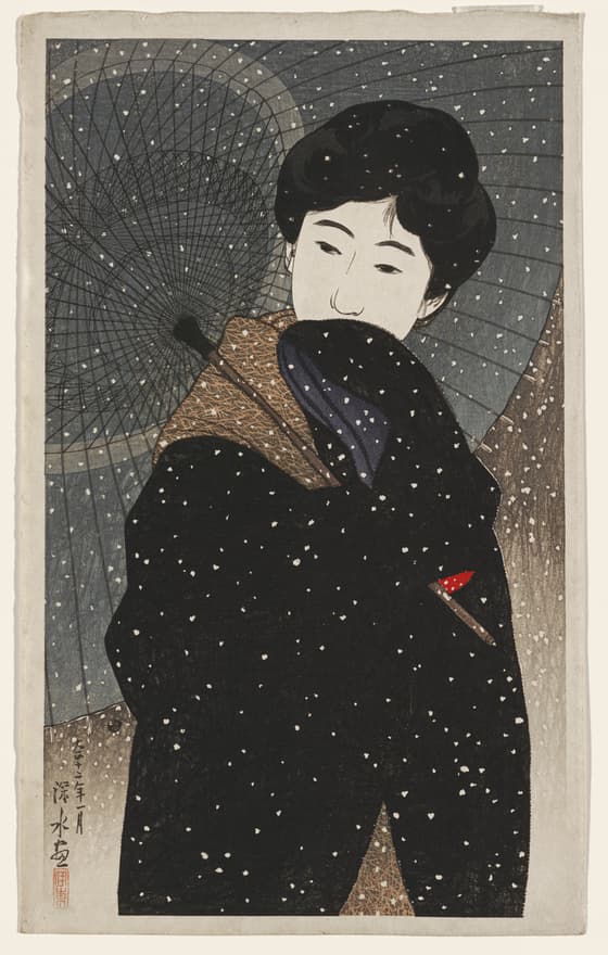 新美人十二姿　雪の夜