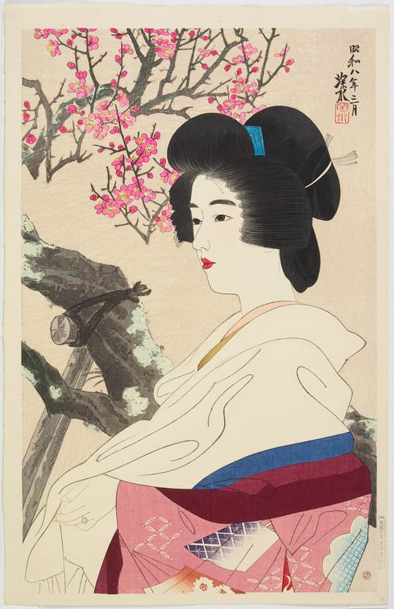 現代美人集　紅梅