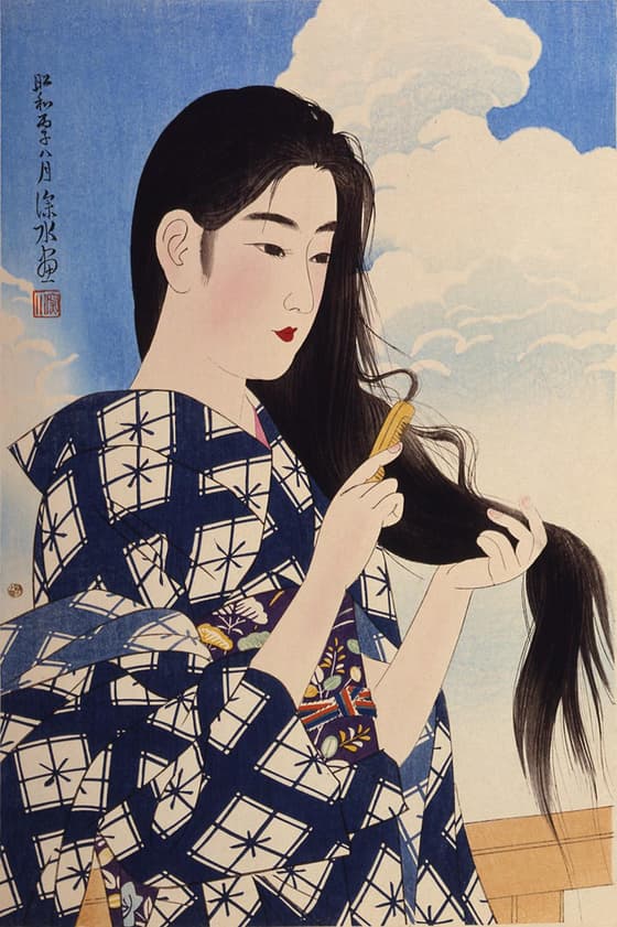 現代美人集　洗い髪