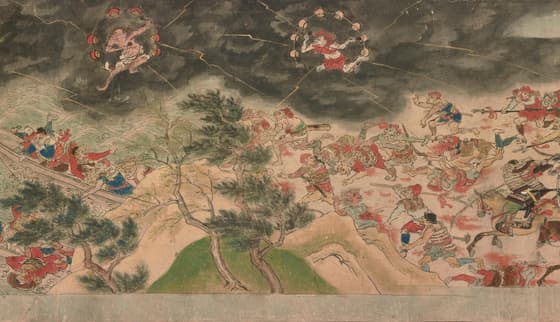 清水寺縁起絵巻　巻中（部分）　雷電神の加勢