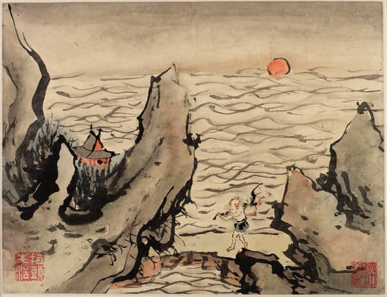 指頭画冊のうち 海上旭日