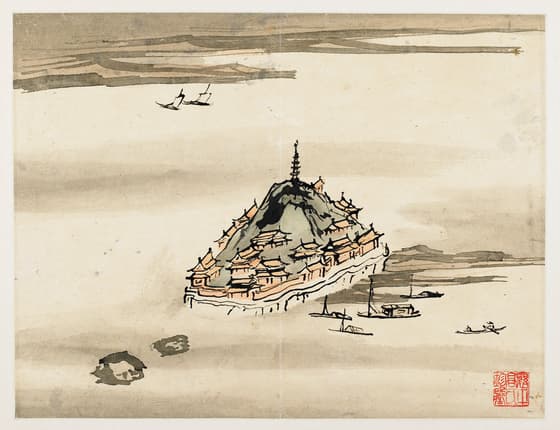 指頭画冊のうち 江上寺島