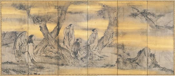 仙人高士図屏風（伝狩野永徳）