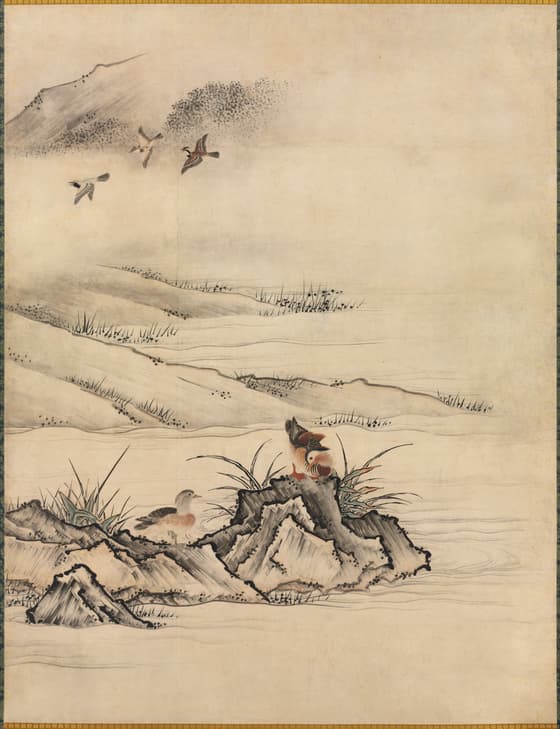 春花鳥図　三（伝狩野元信）