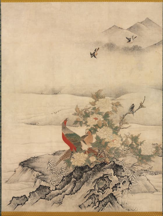春花鳥図　四（伝狩野元信）