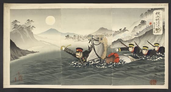 我兵鴨緑江ヲ越ル