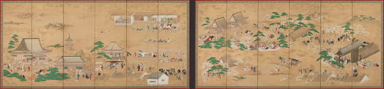 上野花見・隅田川舟遊図屏風
