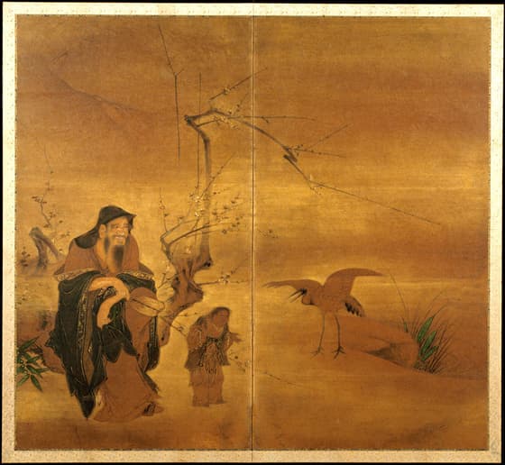 林逋迎鶴図屏風