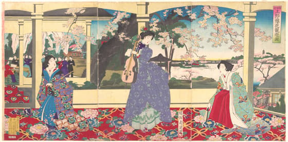 踏舞会上野桜花観遊図