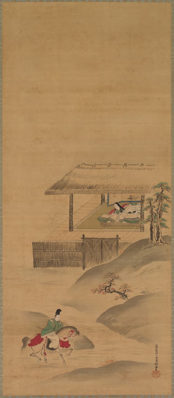 源仲国訪小督局図(中幅)