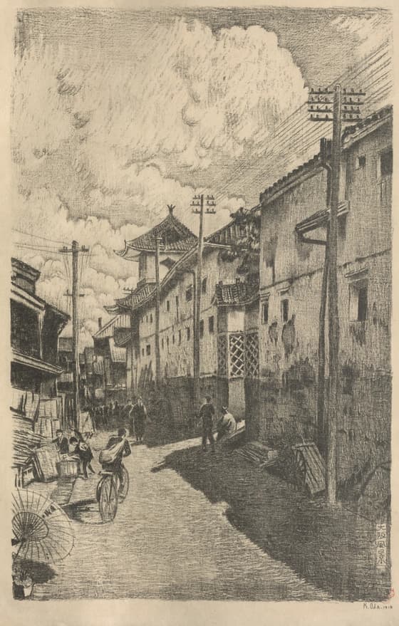 Alley along the Tsumura Branch Temple from Views of Osaka