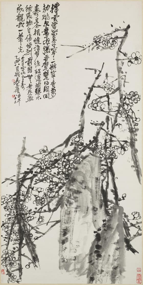 墨梅自寿図軸