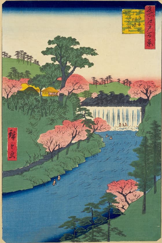 名所江戸百景 王子音無川堰棣 世俗大瀧ト唱