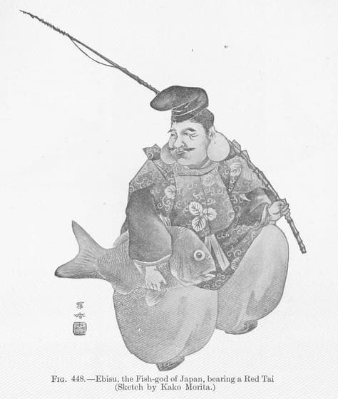 Ebisu, the Fish-god of Japan, bearing a Red Tai